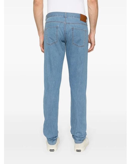 Canali Slim-Fit-Jeans Mit Logo-Patch in Blue für Herren