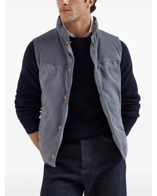 Brunello Cucinelli Blue Crew-Neck Cashmere Jumper for men