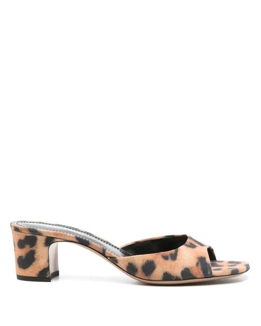 Paris Texas Brown Open-Toe Calfskin Sandals With Vibrant Leopard Print