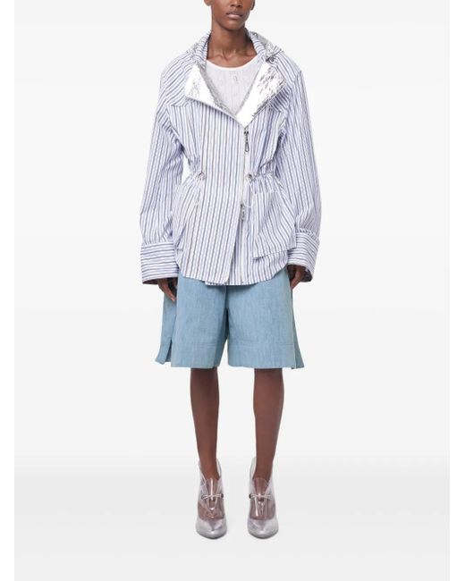 Rabanne Blue Striped Hooded Jacket