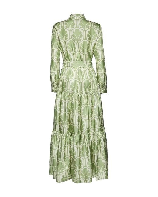 LaDoubleJ Green Long-Sleeve Tied-Waist Dress