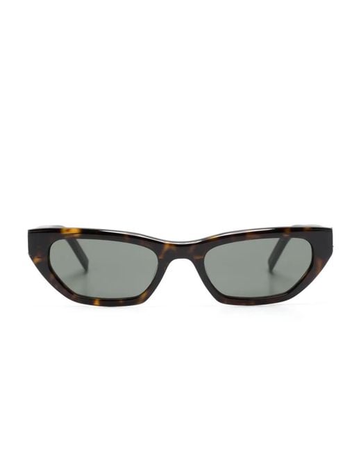 Saint Laurent Gray Tortoiseshell-Effect Cat-Eye Frame Sunglasses