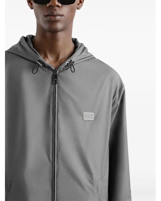 Dolce & Gabbana Gray Logo-Plaque Bomber Jacket for men