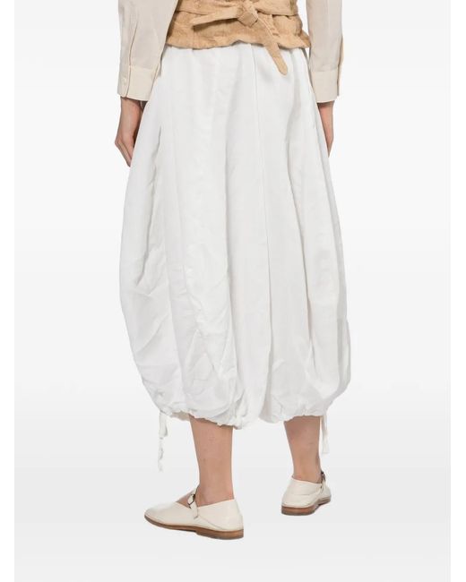 Comme des Garçons White Drawstring-Cuff Balloon Trousers