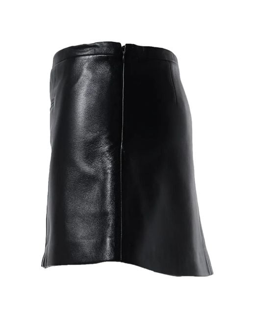 Courreges Black Tailored Leather Mini Skirt