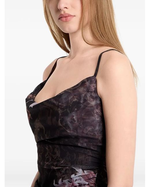 AllSaints Black Robe Asymétrique À Fleurs