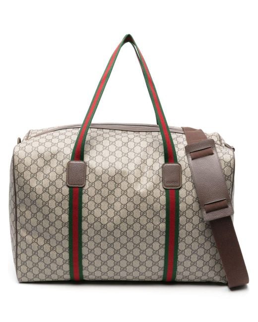 Gucci Brown Large GG Supreme Duffle Bag for men