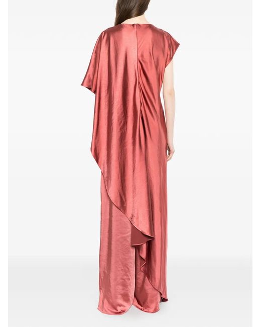 Amsale Red Draped Maxi Dress