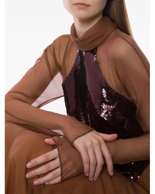 Alberta Ferretti Brown Abendkleid Mit Pailletten