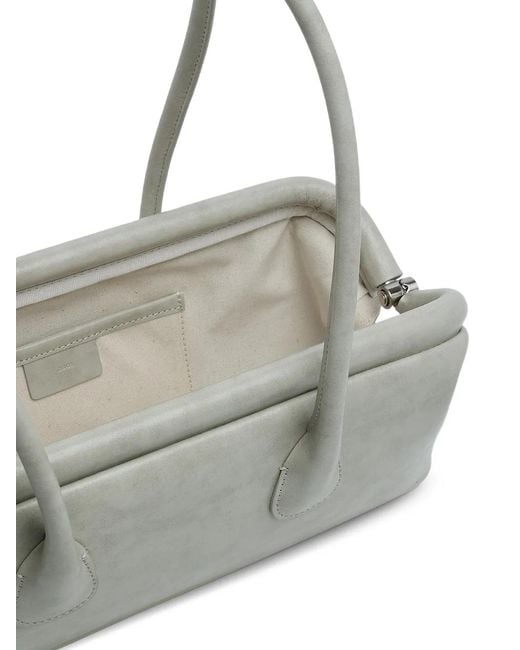 OSOI Gray Boat Wide Leather Shoulder Bag