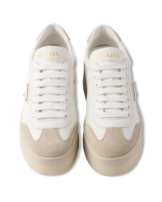 Prada White Downtown Bold Platform Sneakers