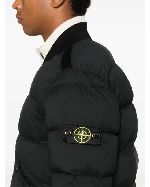 Stone Island Gewatteerd Jack Met Compass-Logopatch in het Black voor heren