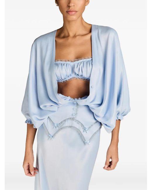 MARK-OFF Blue Lina Puff-Sleeved Blouse