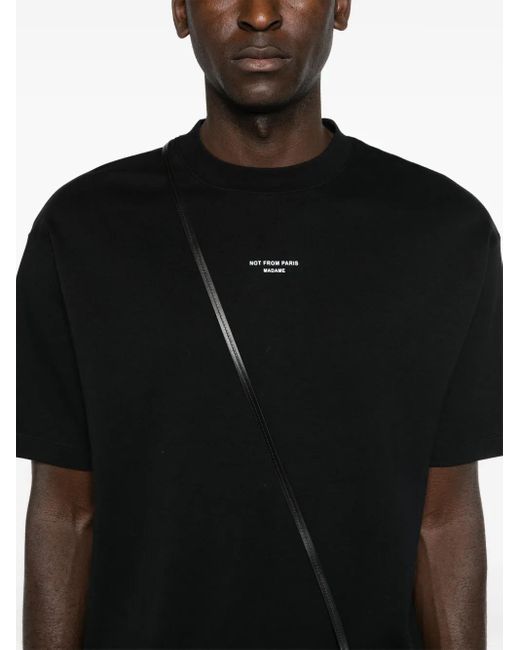 Drole de Monsieur Black Slogan-Print Cotton T-Shirt for men
