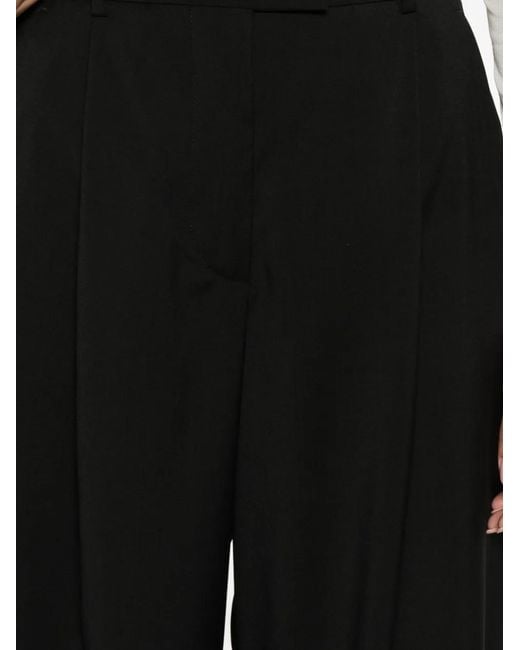 Sportmax Black Wide-Leg Trousers With Pleat Detailing And High Waist