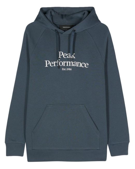 Peak Performance Blue Logo-embroidered Performance Hoodie for men
