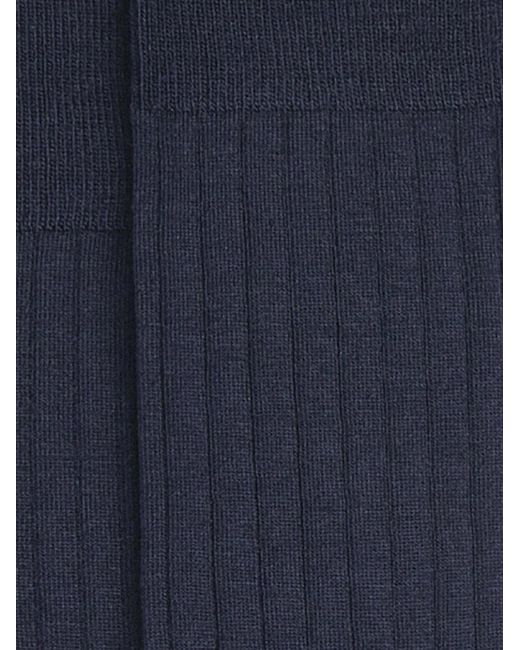 Hackett Blue Ribbed-Knit Socks for men