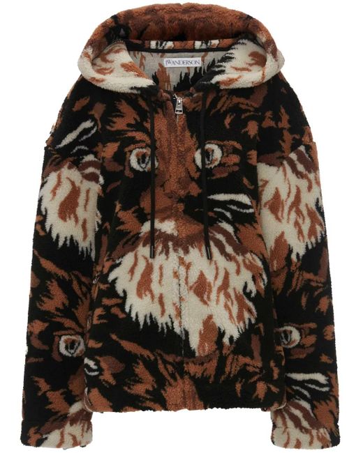 J.W. Anderson Black Faux-Fur Hooded Jacket