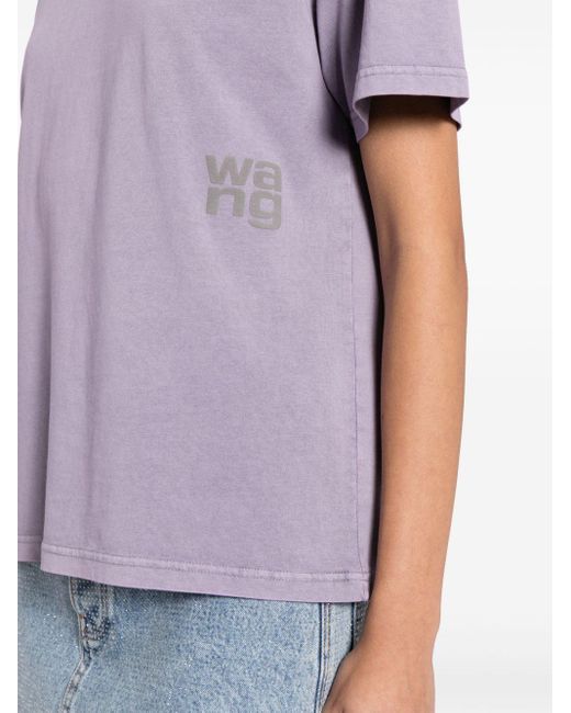 Alexander Wang Purple Puff Logo Boxy-fit Cotton T-shirt