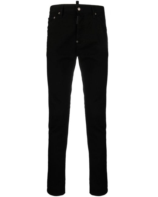 DSquared² Black Mid-rise Skinny Jeans for men