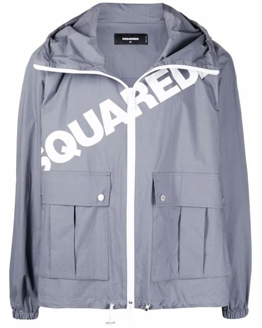 DSquared² Blue Logo-Print Hooded Jacket for men