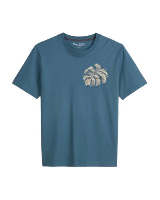 Marc O' Polo Blue Leaf-Print T-Shirt for men