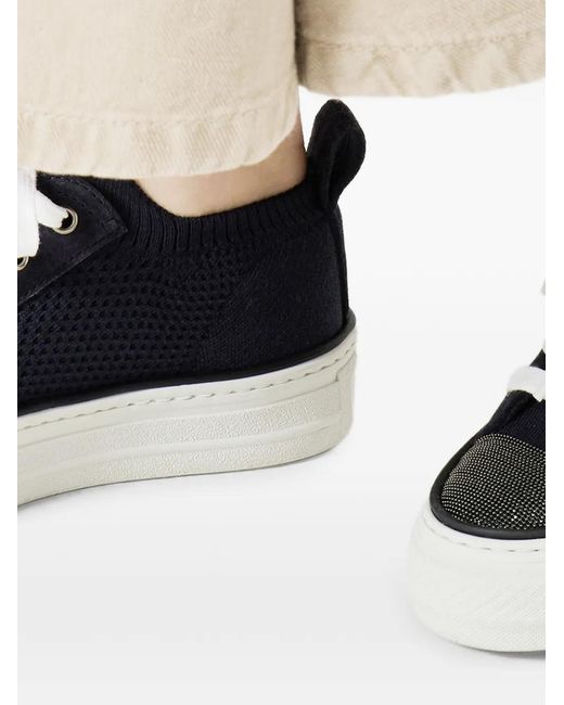 Brunello Cucinelli Blue Leather Sneakers