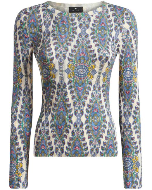 Jersey de punto fino con estampado de cachemira Etro de color Blue