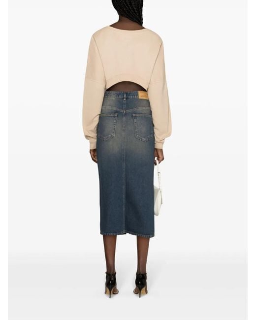 Saint Laurent Natural Cropped Cotton Sweatshirt