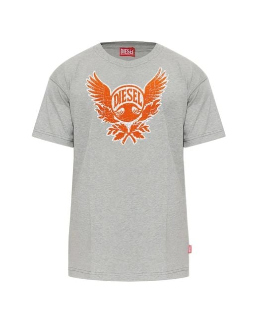 DIESEL Gray T-Norm-Aa4 Logo-Print Cotton T-Shirt for men