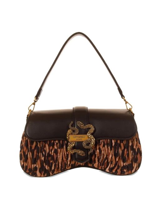 Just Cavalli Brown Iconic Snakes shoulder bag
