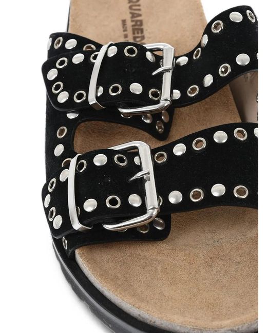 DSquared² Black Stud-Embellished Buckle-Fastening Sandals for men
