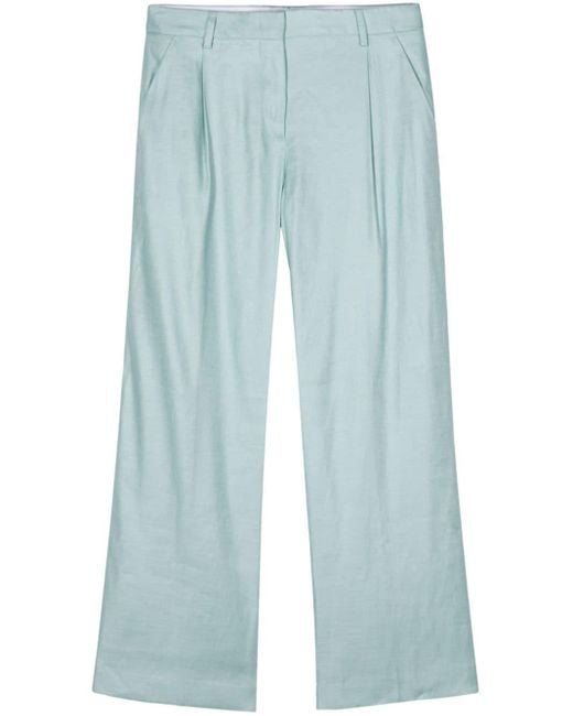 Lardini Blue Feni Linen-blend Straight Trousers