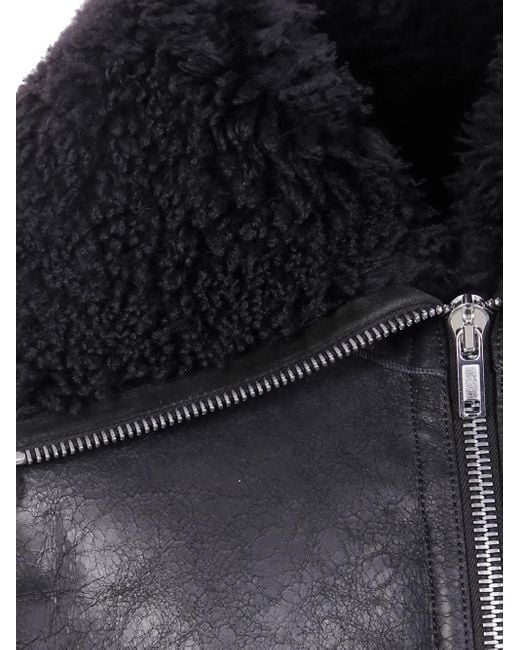 Rick Owens Black Shearling-Collar Zip-Front Jacket for men