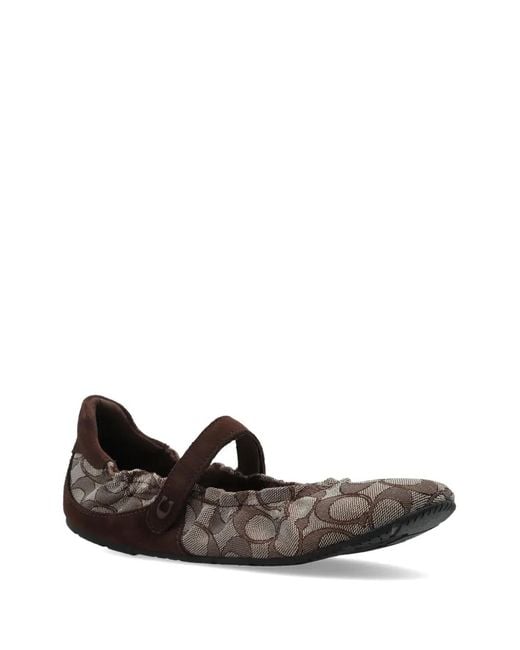 COACH White Patterned Strap Ballet Flats