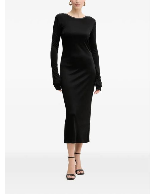 long sleeve satin formal dress Iris Long Sleeve Satin Maxi Dress / White | MESHKI