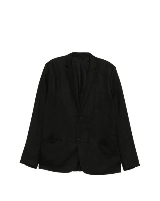 Label Under Construction Black Buttoned Front-Pocket Blazer for men