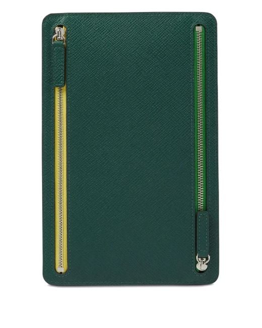 Smythson Green Panama Multi-Zip Case