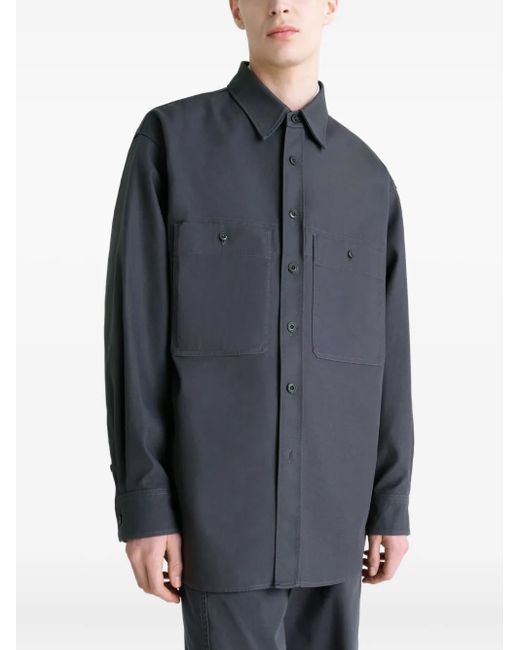 Lemaire Blue Patch-Pocket Twill Overshirt for men