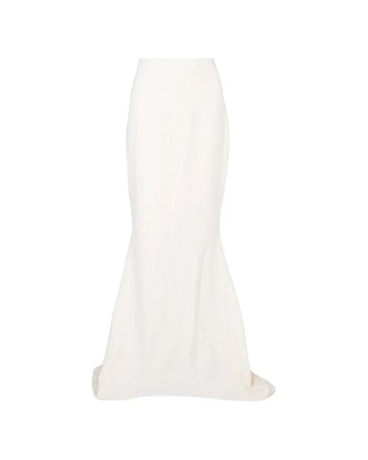 Safiyaa White Mermaid-Silhouette Floor-Length Skirt