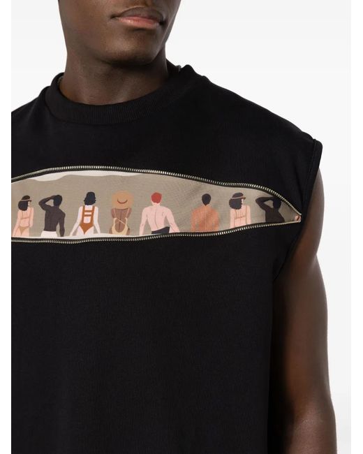 Amir Slama Black Graphic-Print Cotton Tank Top for men