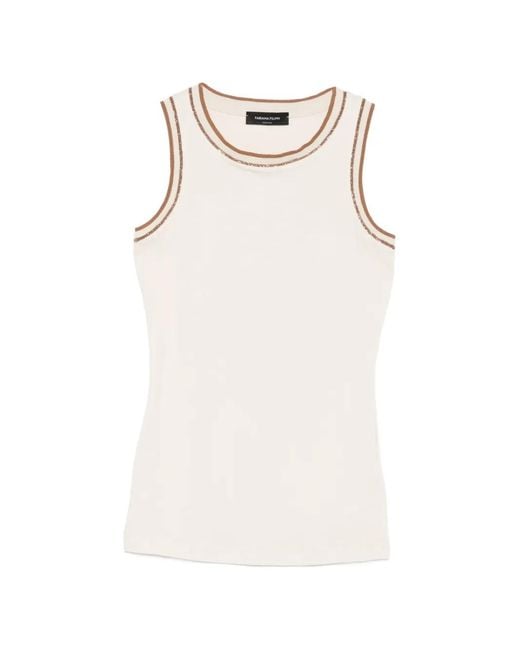 Fabiana Filippi Natural Contrast-Trim Sleeveless Tank Top