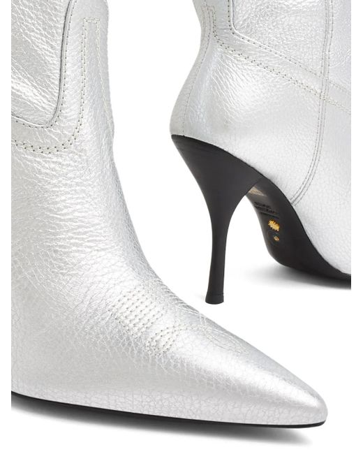 Stuart Weitzman White Metallic High Cowboy Boots