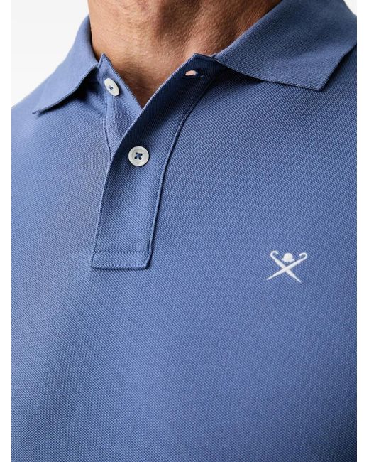 Hackett Blue Logo-Embroidered Buttoned Polo Shirt for men