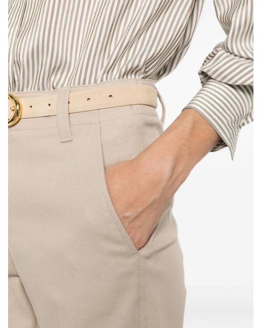 Brunello Cucinelli White Pressed-Crease Straight-Leg Trousers