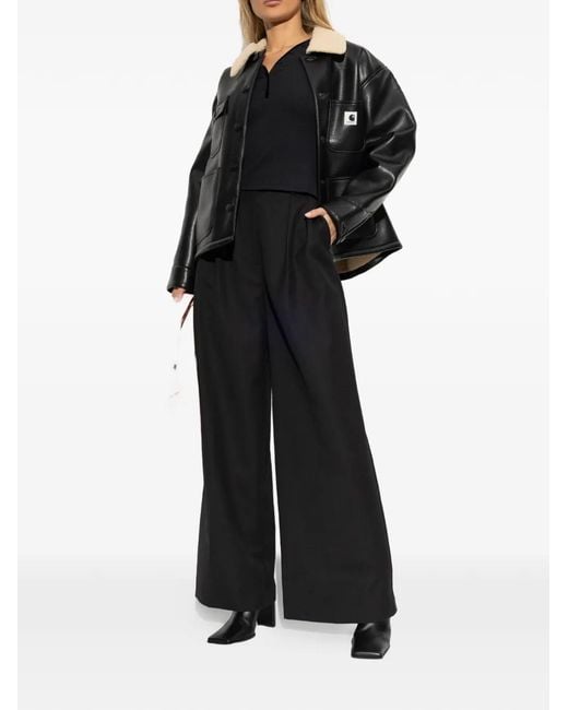 FRAME Black Button Ribbed Top