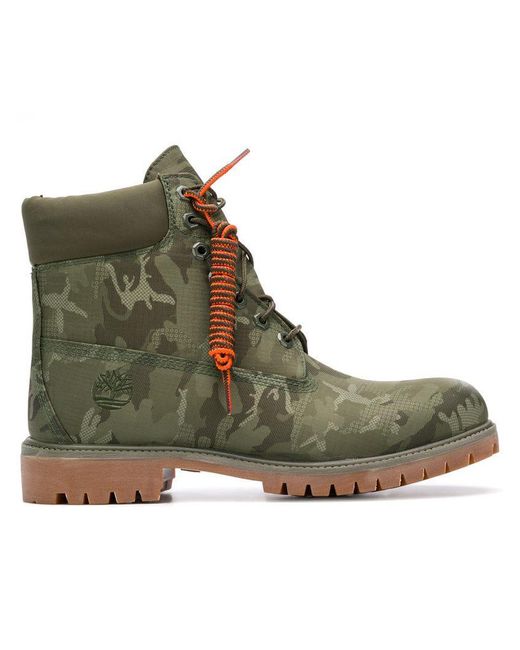 Timberland Green Camouflage Lace-up Boots for men
