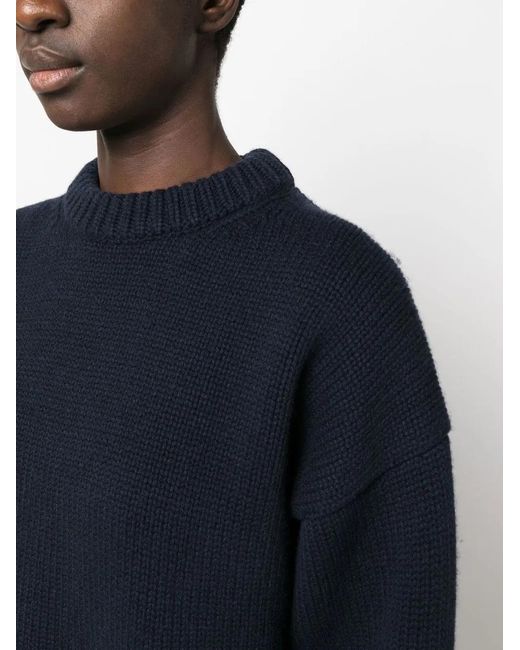 The Row Blue Puff-Sleeved Knit Sweater