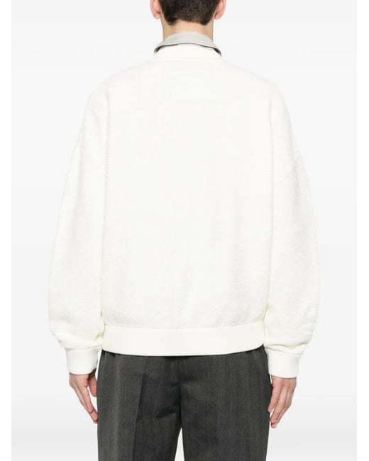 Maison Kitsuné White Logo-Embroidered Cardigan for men