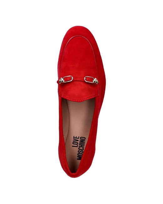 Love Moschino Red Heart-Appliqué Loafers